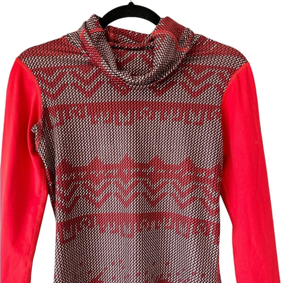 Nike Pro Women's Red White Hyperwarm Nordic Infinity Long Sleeve Shirt - Picture 15 of 16